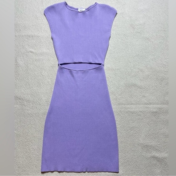 Aritzia Wilfred Cut Out Lavender Ribbed Mini Dress - Picture 2 of 3